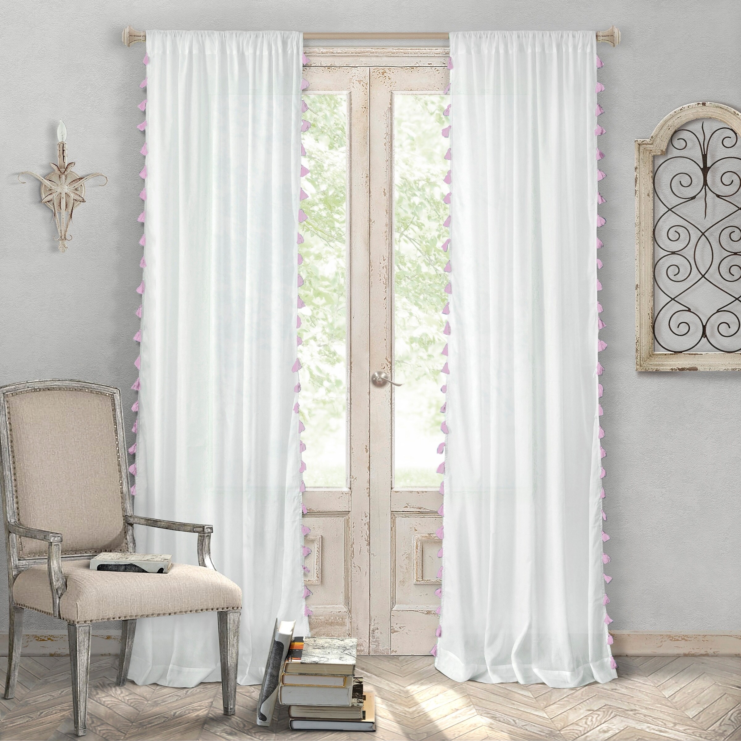 Shop Bianca Semi Sheer Window Curtain With Tassels Free Shipping