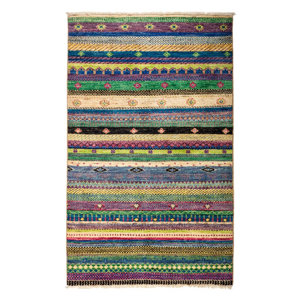 Overton Dimnahr Hand Knotted Area Rug (3'3" X 5'2") - Green/Blue - 3'3" x 5'2"/Surplus