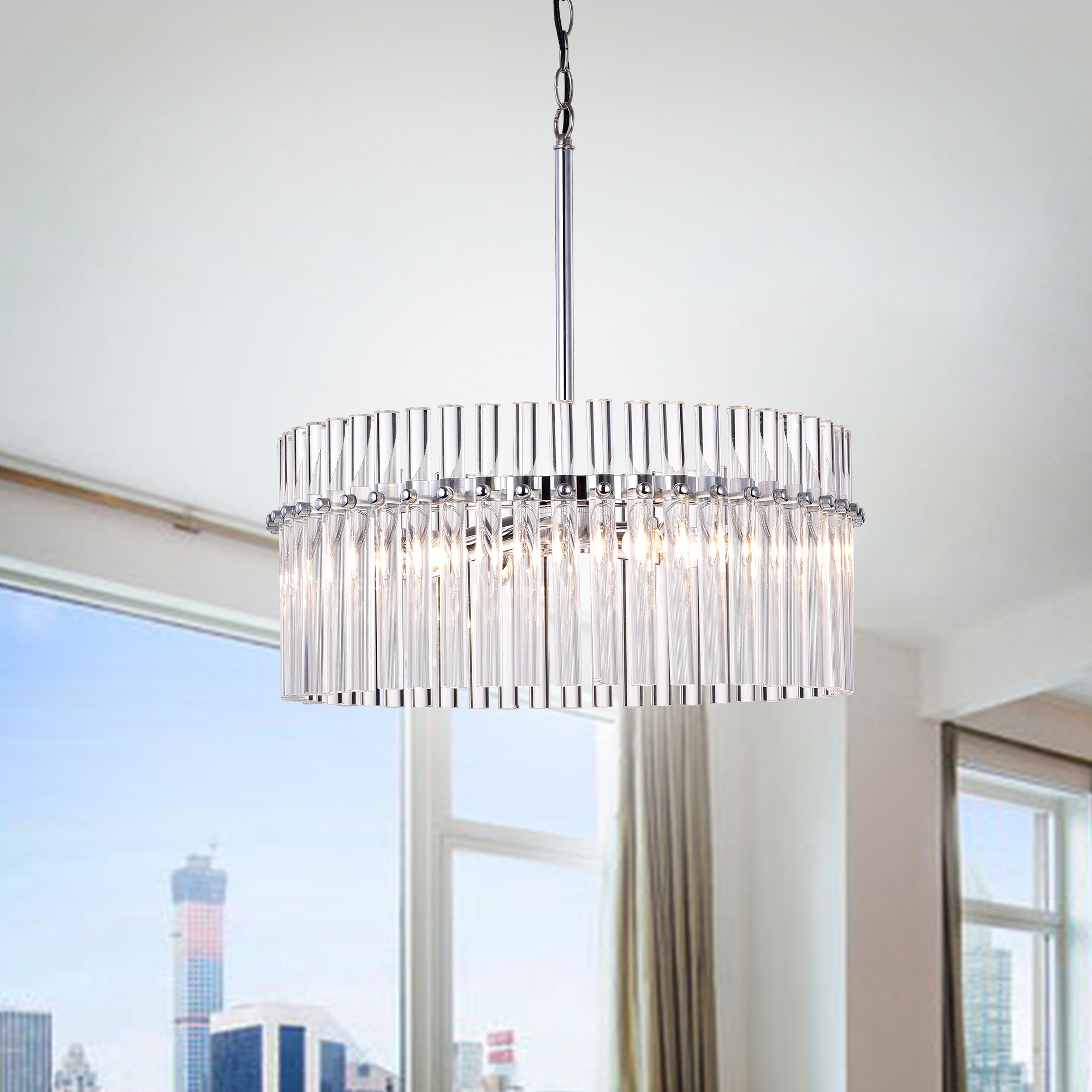 Casandra 4-light Chrome Pendant Crystal Chandelier (4-light, Chrome, Pendant Chandelier) - Chandeliers For Bedrooms by Overstock.com