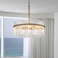 Casandra 4-light Brushed Brass Pendant Crystal Chandelier