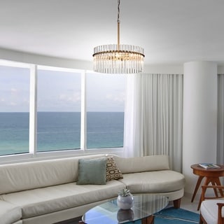 Casandra 4-light Brushed Brass Pendant Crystal Chandelier (4-light, Brushed Brass, Pendant Chandelier) - Chandeliers For Bedrooms by Overstock.com