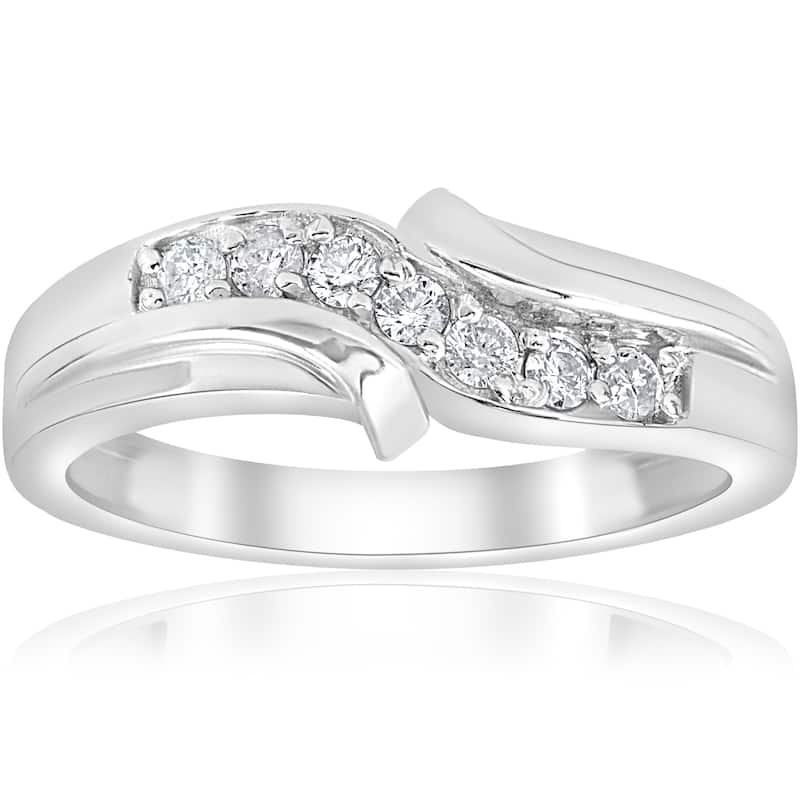14k White Gold 1/4 ct TDW Diamond Mens Wedding Ring (I-J,I2-I3)