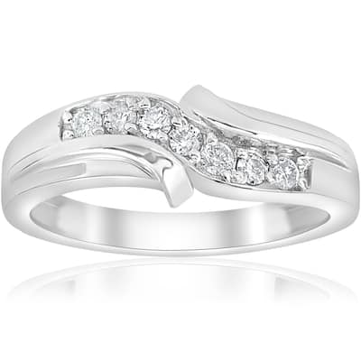 14k White Gold 1/4 ct TDW Diamond Mens Wedding Ring (I-J,I2-I3)