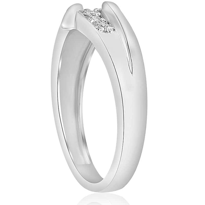 14k White Gold 1/4 ct TDW Diamond Mens Wedding Ring (I-J,I2-I3)