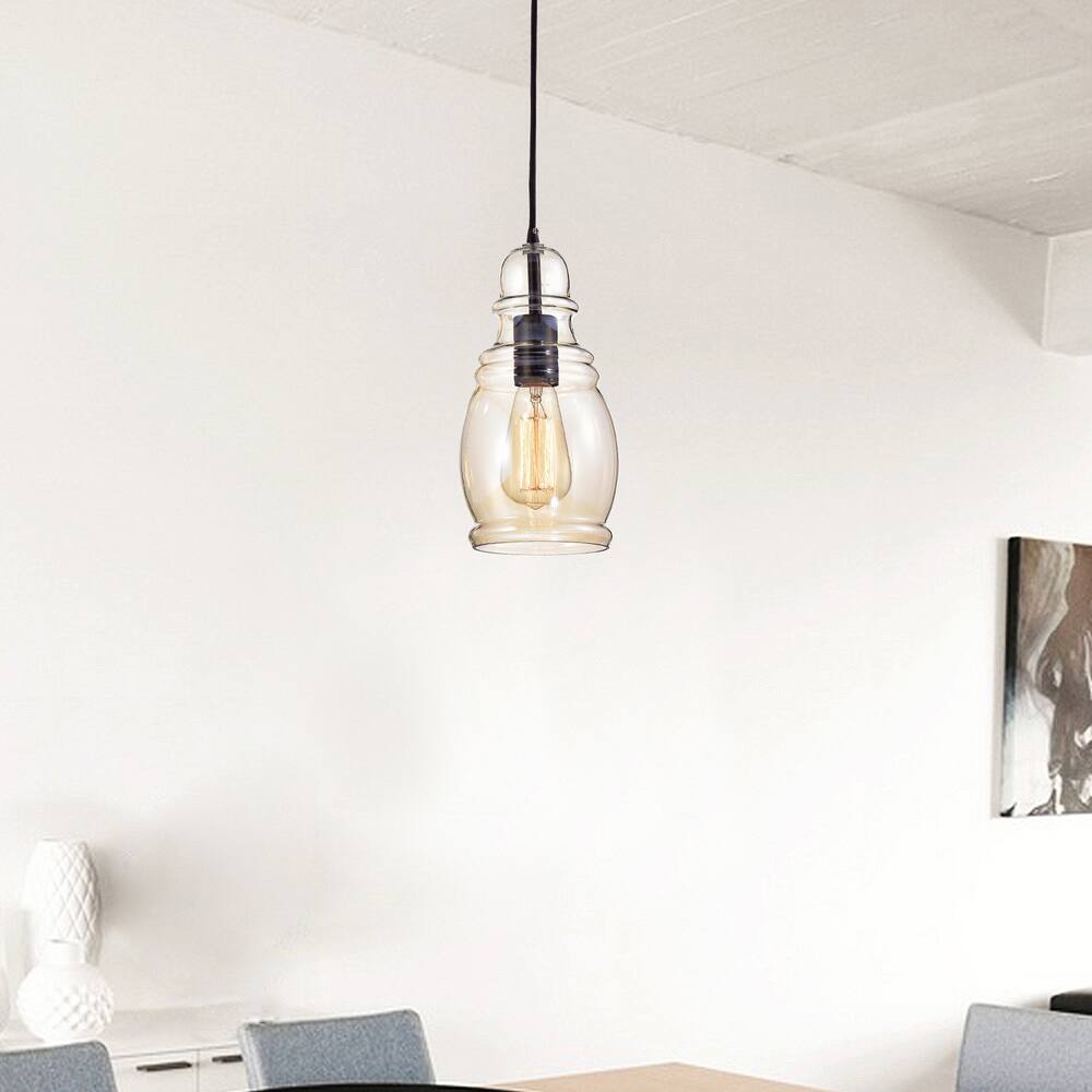 Mariana Antique Black Mini Pendant with Cognac Long Oval Skinny Glass