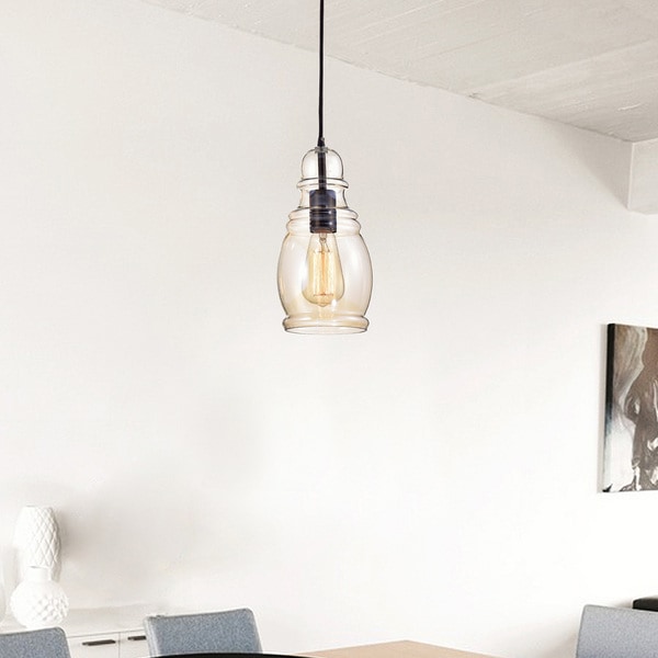 Mariana Antique Black Mini Pendant with Cognac Long Oval Skinny Glass. Opens flyout.