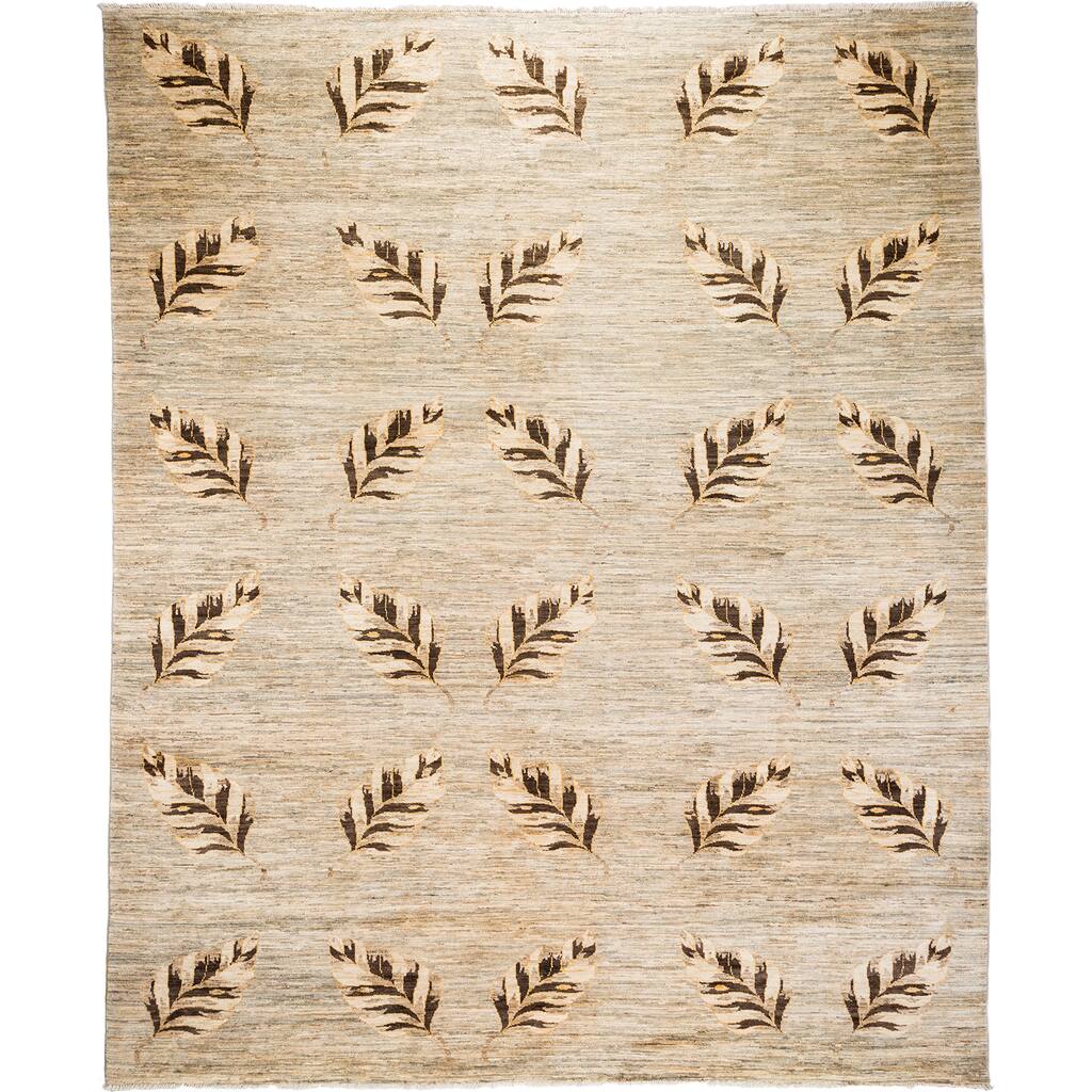 Patterned & Floral, One-of-a-Kind Hand-Knotted Area Rug - Ivory, 8' 3" x 10' 3" - 8'3" x 10'3"