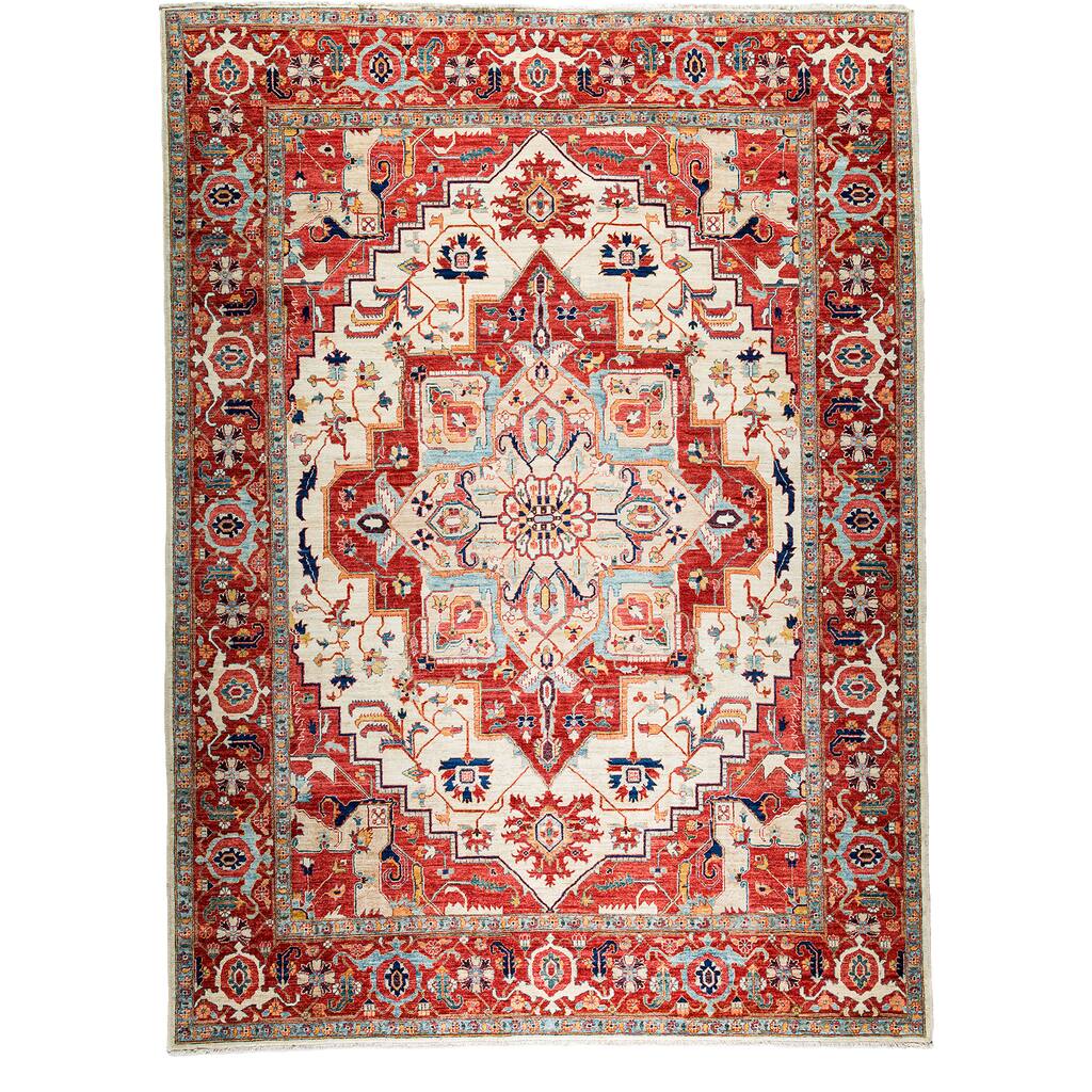 Overton Thida Hand-knotted Red Wool Area Rug (9'x12') - 9' x 12'/Surplus