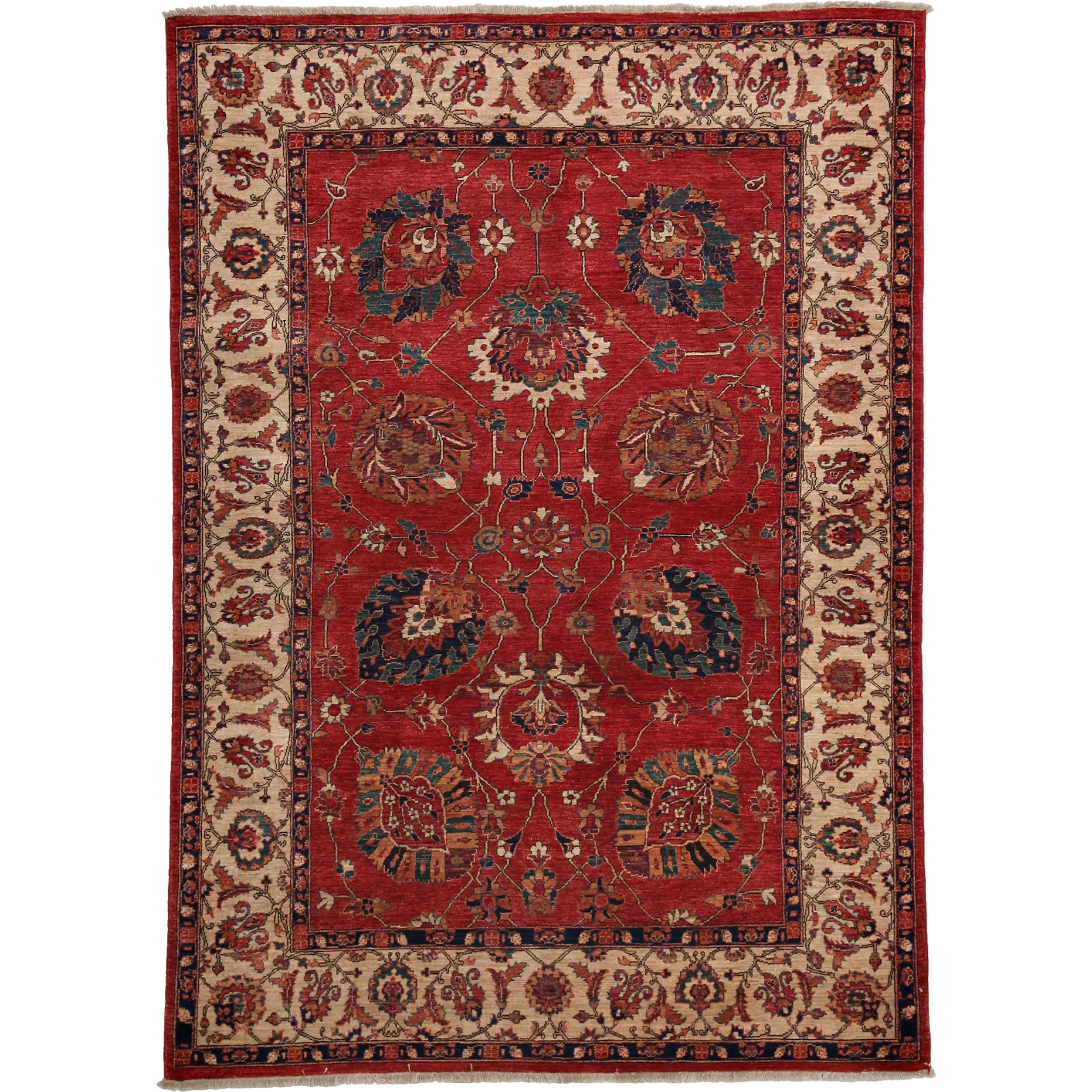 Oriental Serapi, One-of-a-Kind Hand-Knotted Area Rug - Red, 5' 7" x 7' 9" - 5'7" x 7'9"