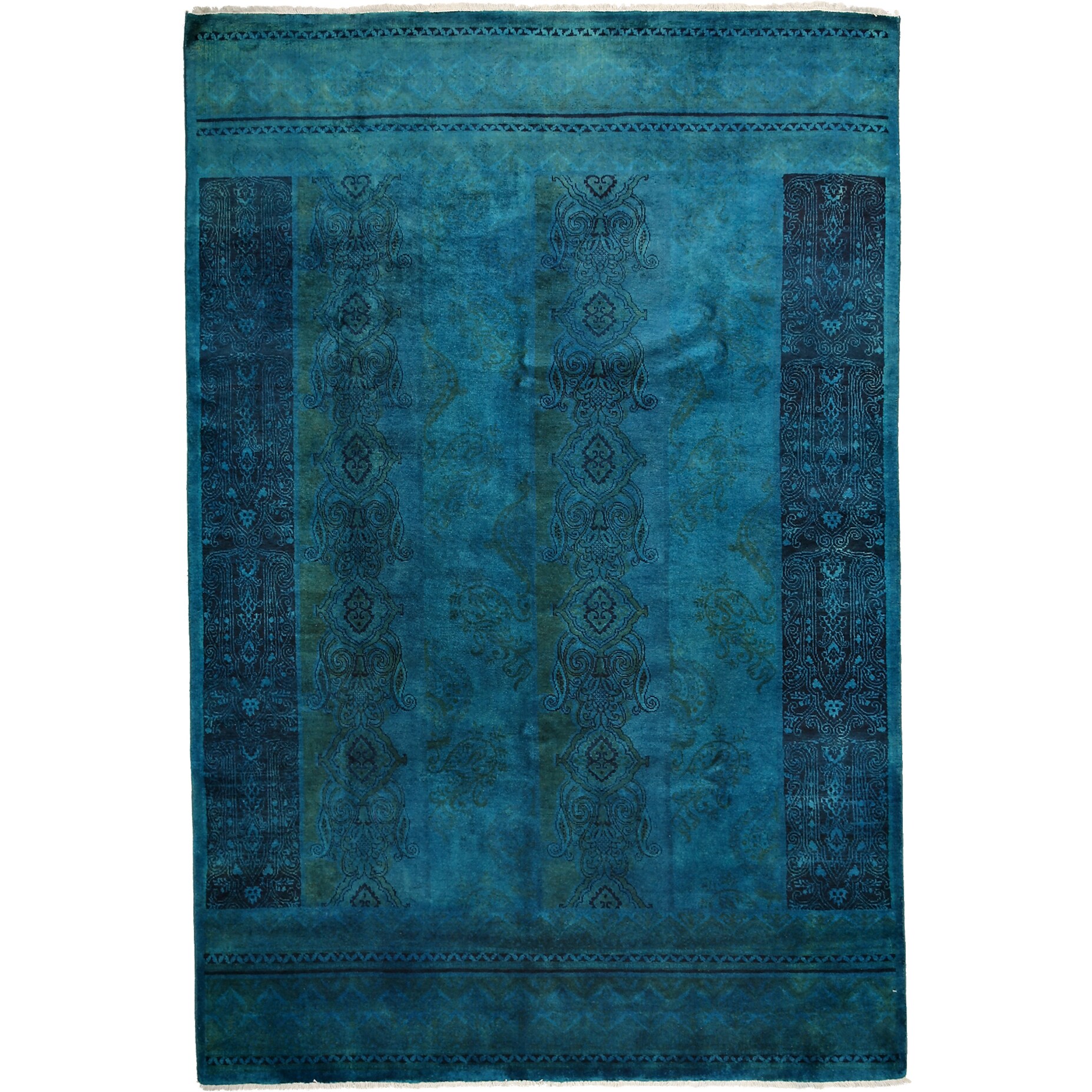 Overdyed Madijibar Hand Knotted Area Rug (6'2" X 9'1") - 6'2" x 9'1"/Surplus