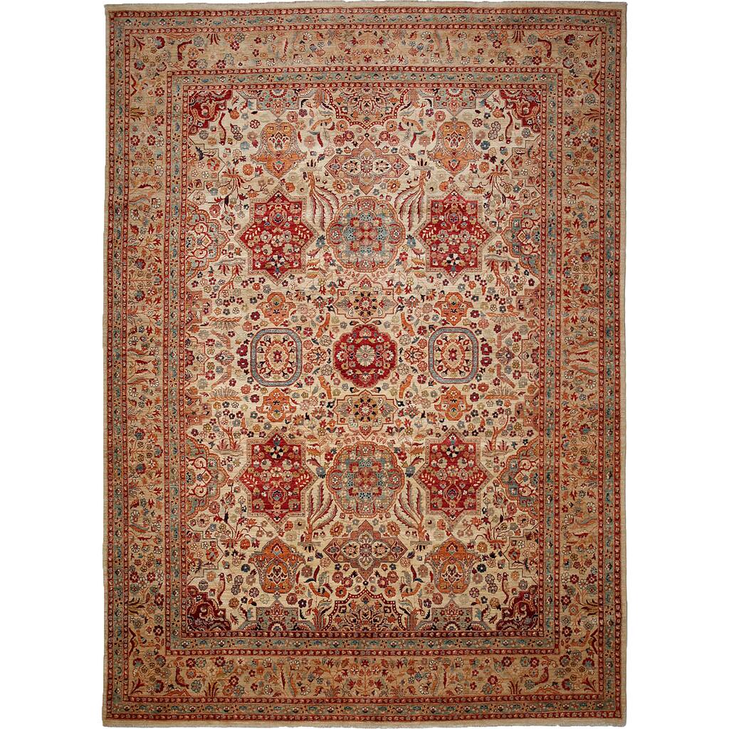 Ahar Hand-knotted Red Wool Area Rug (9'10x13'2) - 9'10" x 13'2"