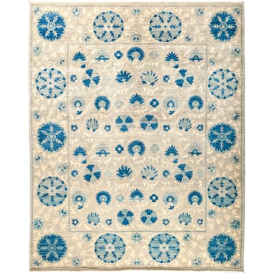 Patterned & Floral, One-of-a-Kind Hand-Knotted Area Rug - Ivory, 8' 3" x 10' 6" - 8'3" x 10'6"/Surplus