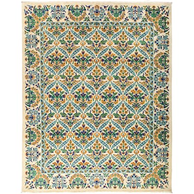 Sirghadan Multicolored Wool Hand-knotted Area Rug (8'1 x 10'3) - Green - 8'1" x 10'3"/Surplus