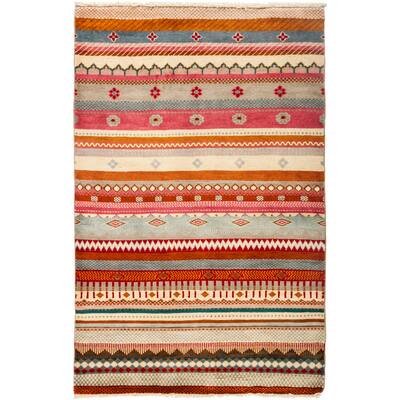Overton Sayhuhr Hand Knotted Area Rug (3'2" X 4'10") - Red - 3'2" x 4'10"/Surplus