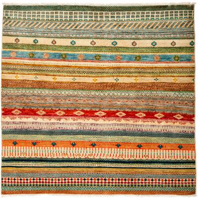 Latakia Hand Knotted Area Rug (4'5" X 5') - Brown - 4'5" x 5'