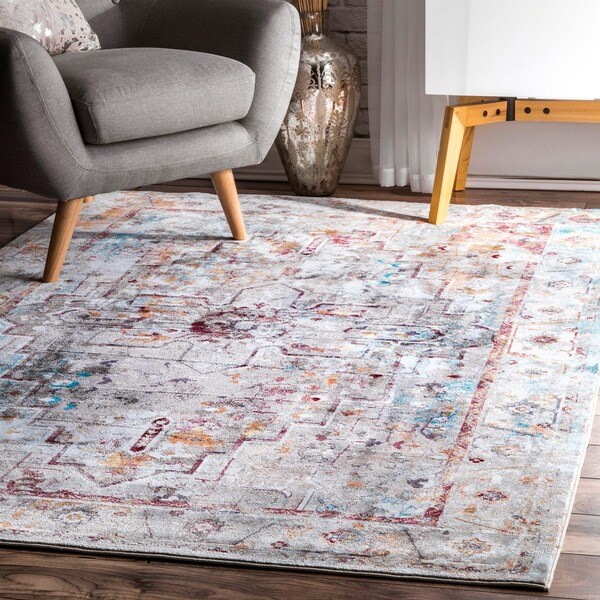 nuLOOM Multi Vibrant Crystalline Medallion Floral Border Area Rug