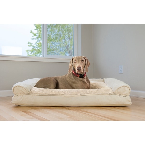 FurHaven Pet Bed | Plush & Suede Pillow Sofa Dog Bed
