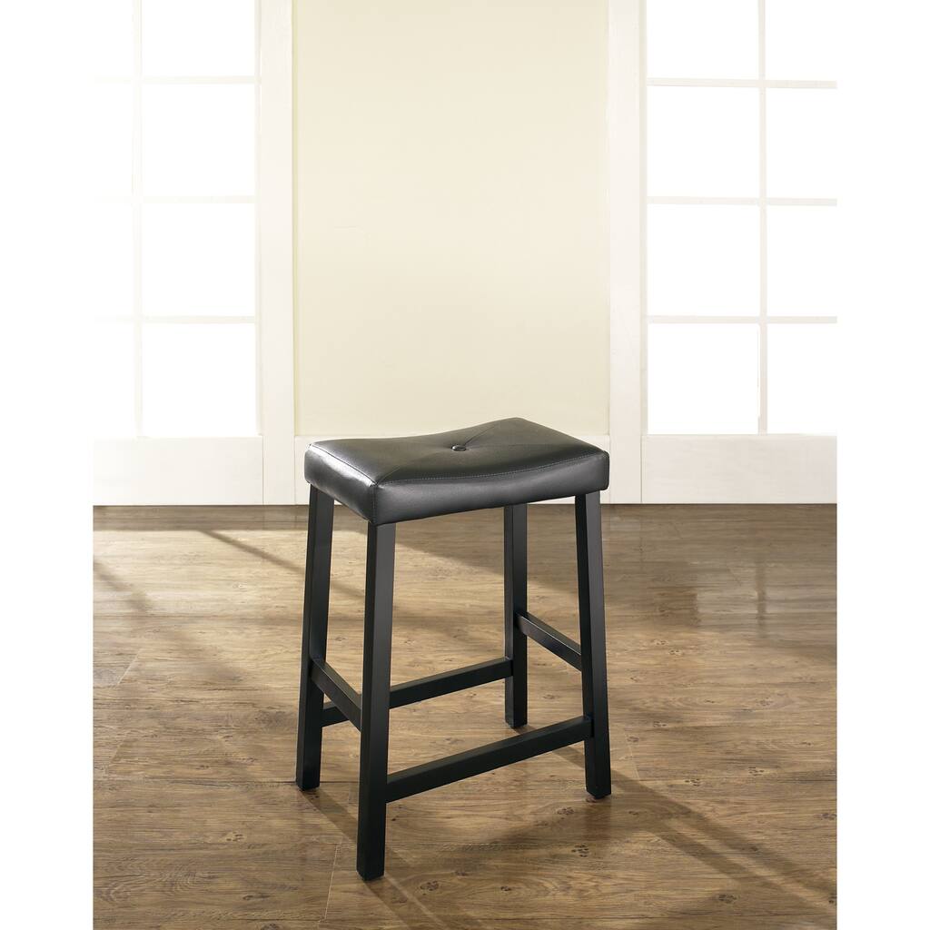 Crosley Black 24-inch Upholstered Saddle Seat Bar Stools (Set of 2)