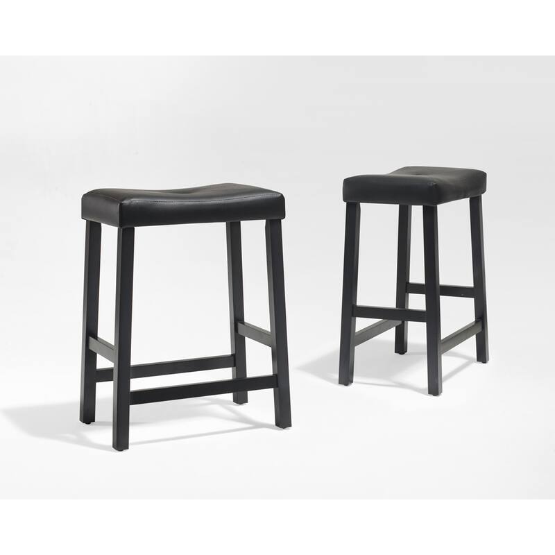 Crosley Black 24-inch Upholstered Saddle Seat Bar Stools (Set of 2)