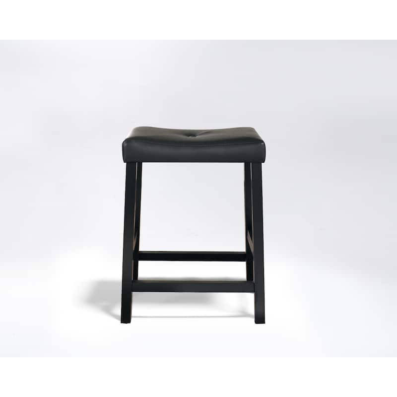 Crosley Black 24-inch Upholstered Saddle Seat Bar Stools (Set of 2)