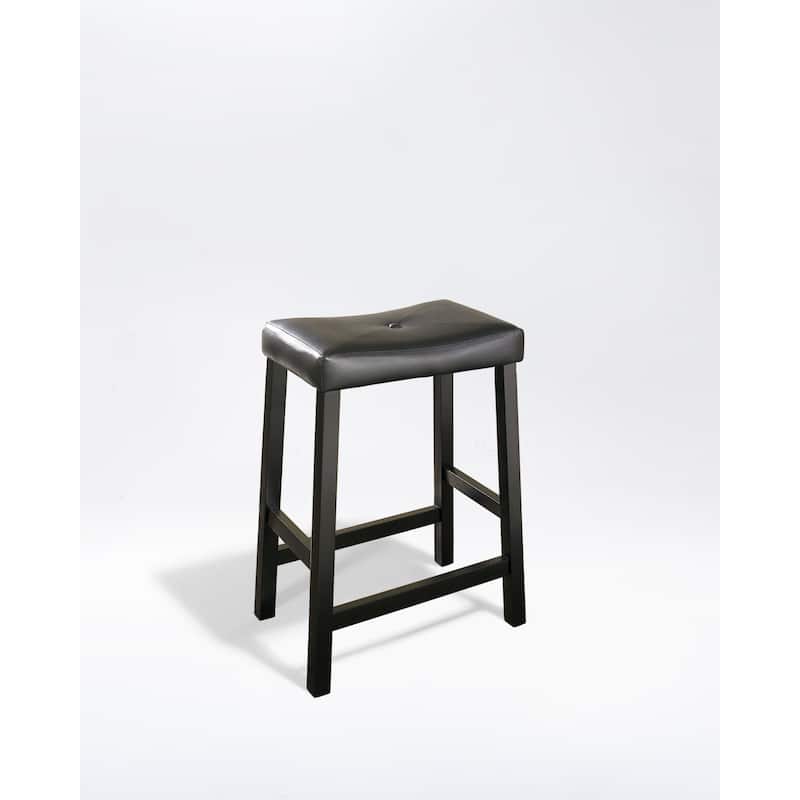 Crosley Black 24-inch Upholstered Saddle Seat Bar Stools (Set of 2)