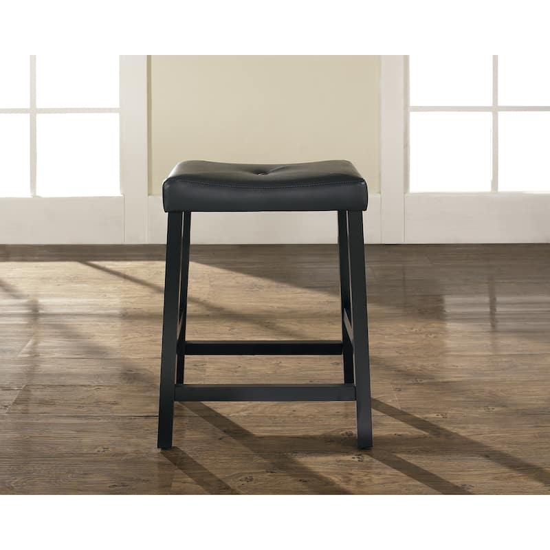 Crosley Black 24-inch Upholstered Saddle Seat Bar Stools (Set of 2)