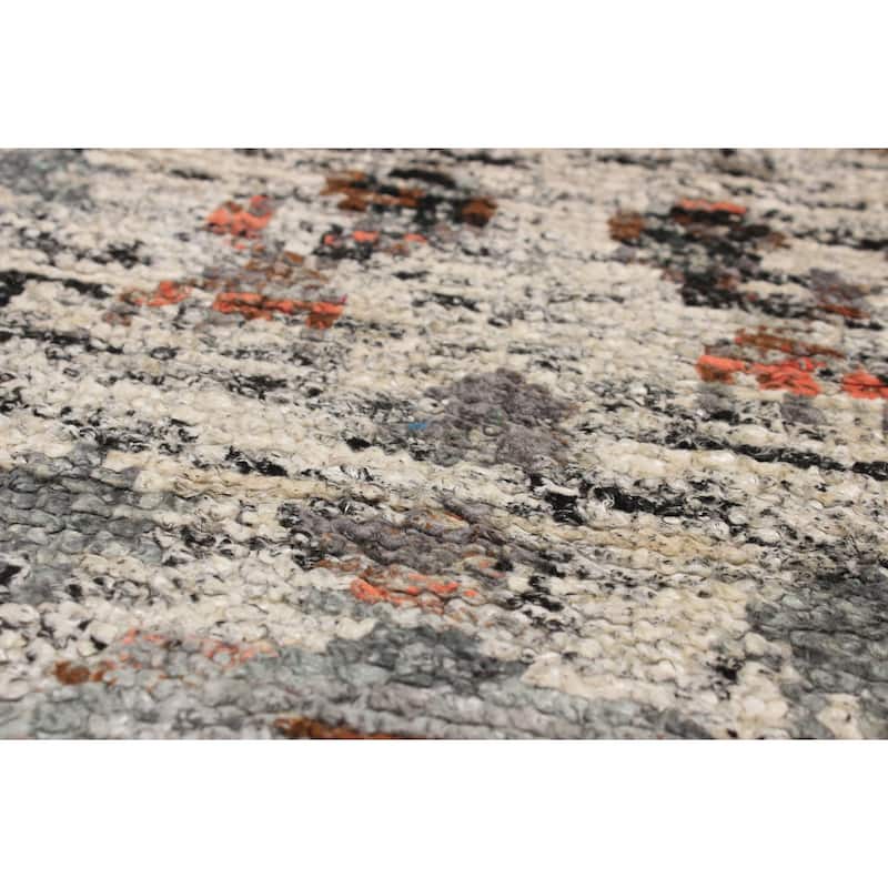 Hand-knotted Sari Silk Black, Cream Silk Rug