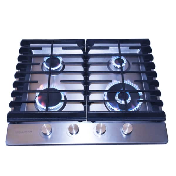 24 In Gas Cooktop In Stainless Steel With 4 Burners Including A Tri Ring Power Burner Overstock 15999540
