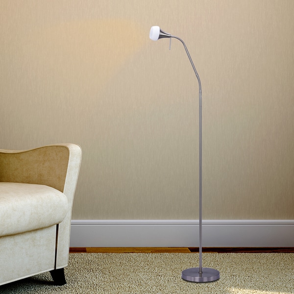 #1556BS 56-64 in. Metal Floor Lamp in a Brushed Steel Finish