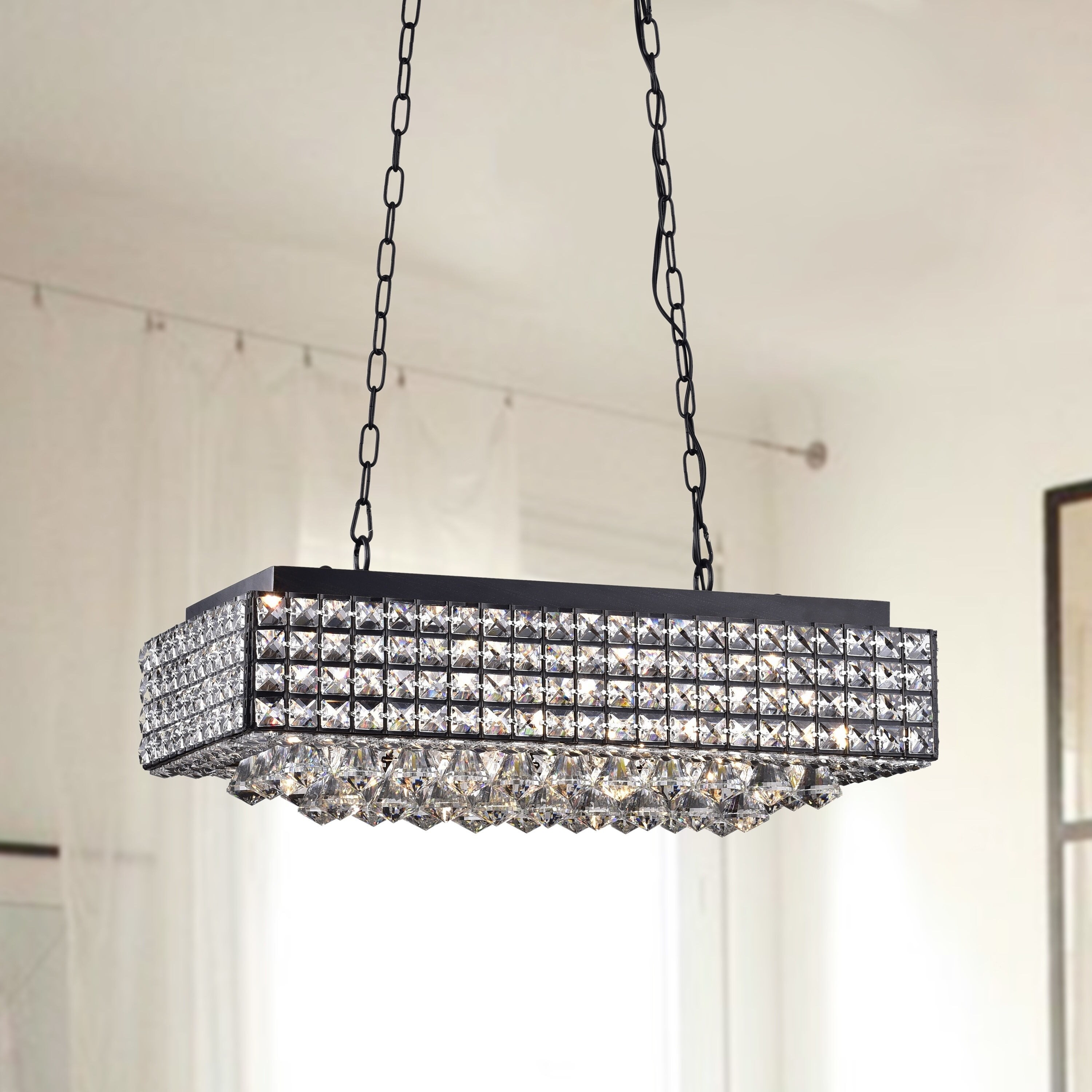 Elba 8 Light Black Crystal Chandelier (Black/Brown) - Chandeliers For Bedrooms by Overstock.com