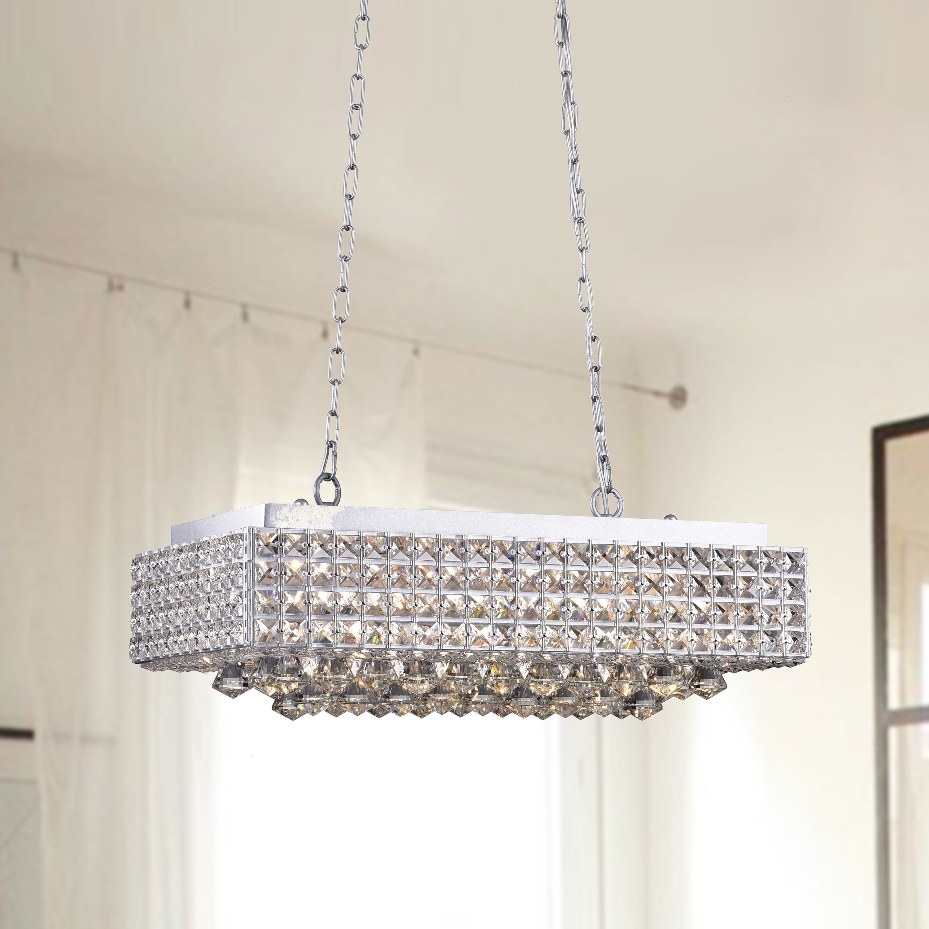 Elba 8 Light Chrome Crystal Chandelier (Silver) - Chandeliers For Bedrooms by Overstock.com