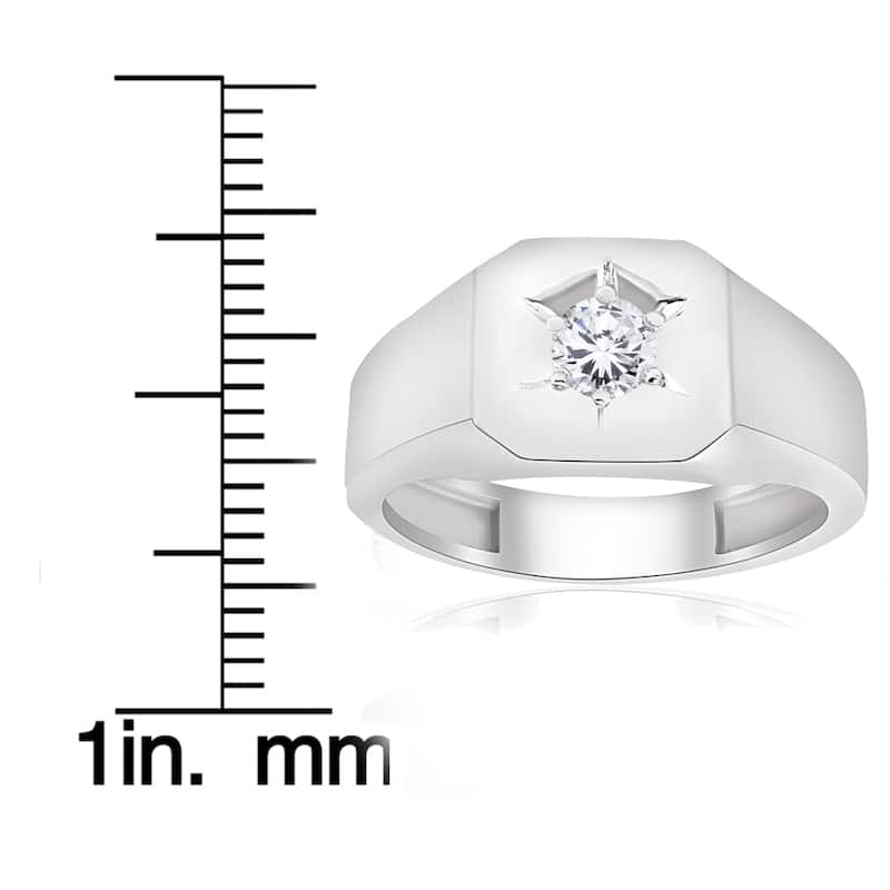 10k White Gold 1/6 ct TDW Diamond Mens Solitaire Engagement Wedding Ring (I-J,I2-I3)