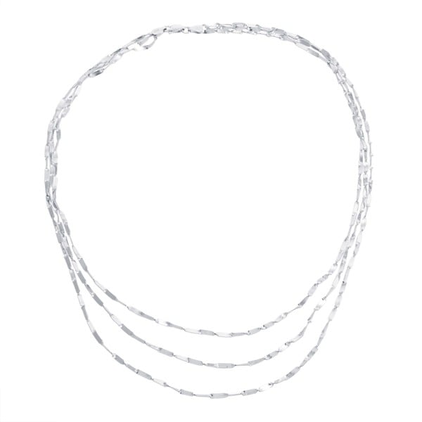 Sterling Silver Layered Necklace - Overstock - 15999850
