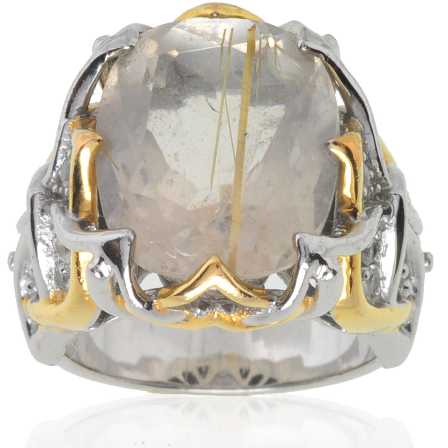   Valitutti Palladium/ Silver/ 18k Vermeil Paraiba Quartz/ Sapphire Ring