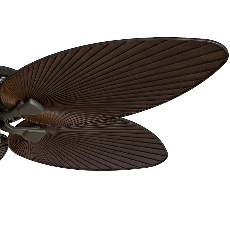 52" Honeywell Palm Island Bronze Indoor/Outdoor Ceiling Fan with No Light, Pull Chain, 5 Palm Leaf Blades