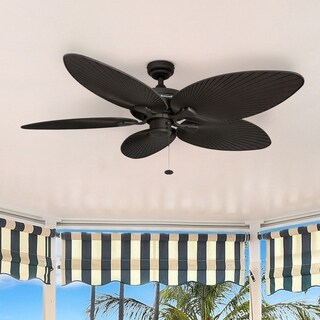 52" Honeywell Palm Island Bronze Indoor/Outdoor Ceiling Fan with No Light, Pull Chain, 5 Palm Leaf Blades