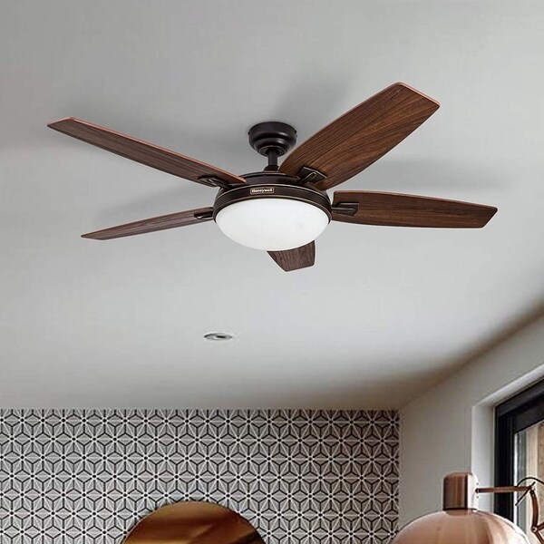 Honeywell Carmel Oil Rubbed Bronze Ceiling Fan with Integrated Light and Remote - 48-inch