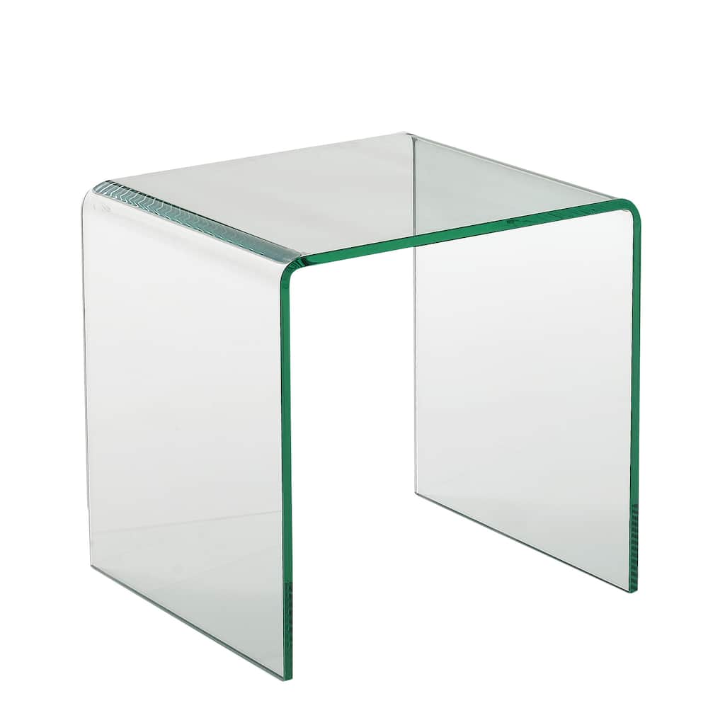 Creative Images International Glass Collection Bent Clear Glass Square End Table