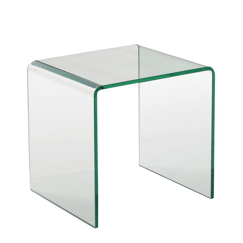 Creative Images International Glass Collection Bent Clear Glass Square End Table