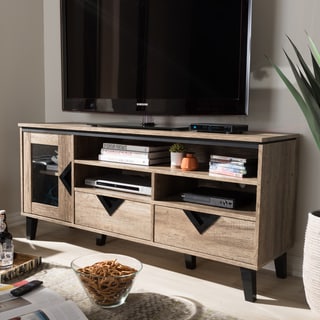 Contemporary Light Brown Wood 2 Drawer 55 Inch TV Stand by Baxton