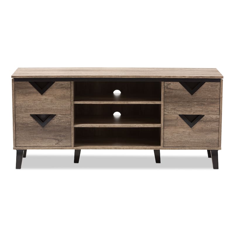 Contemporary Light Brown Wood 4-Drawer 55-Inch TV Stand by Baxton Studio