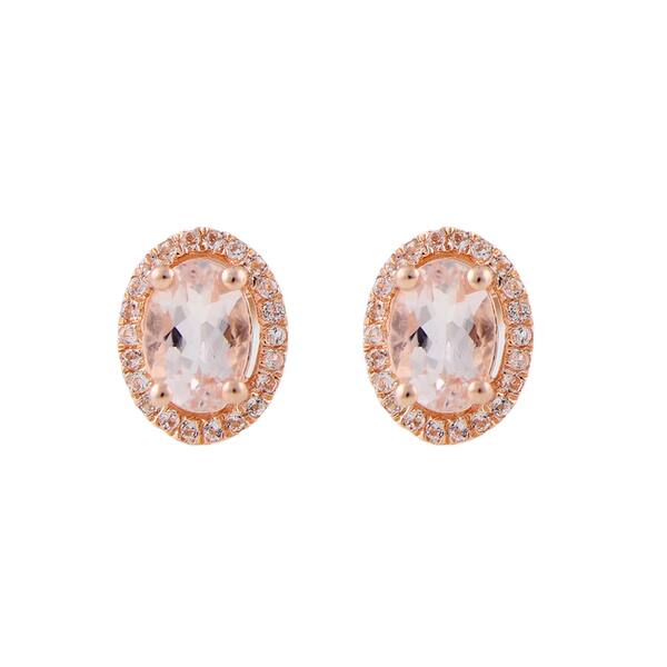 Shop 10k Rose Gold Morganite And Diamond Princess Diana Oval Halo Stud Earrings 1 5cttw H I Color I1 I2 Clarity On Sale Overstock 16000655