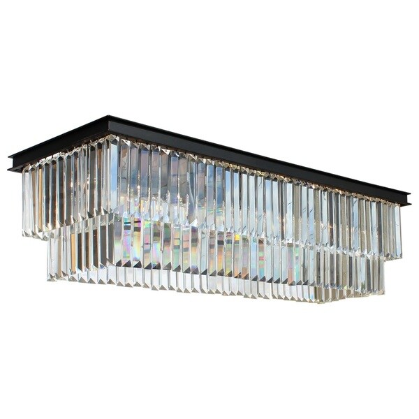 D'Angelo Crystal Prism Clear Glass 40-inch Flush Chandelier