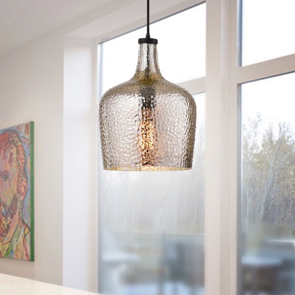 Belinda Mouth-blown Crack Silver Ripple Glass Antique Black Pendant Chandelier