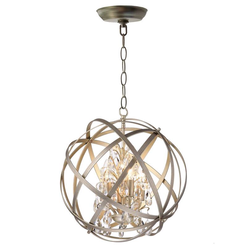 Benita 4-light Light Gold with Bronze Metal Crystal Orb Chandelier