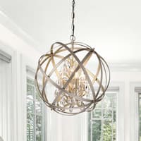 Benita Brushed Champagne 4-light Metal Globe Crystal Chandelier - N/A
