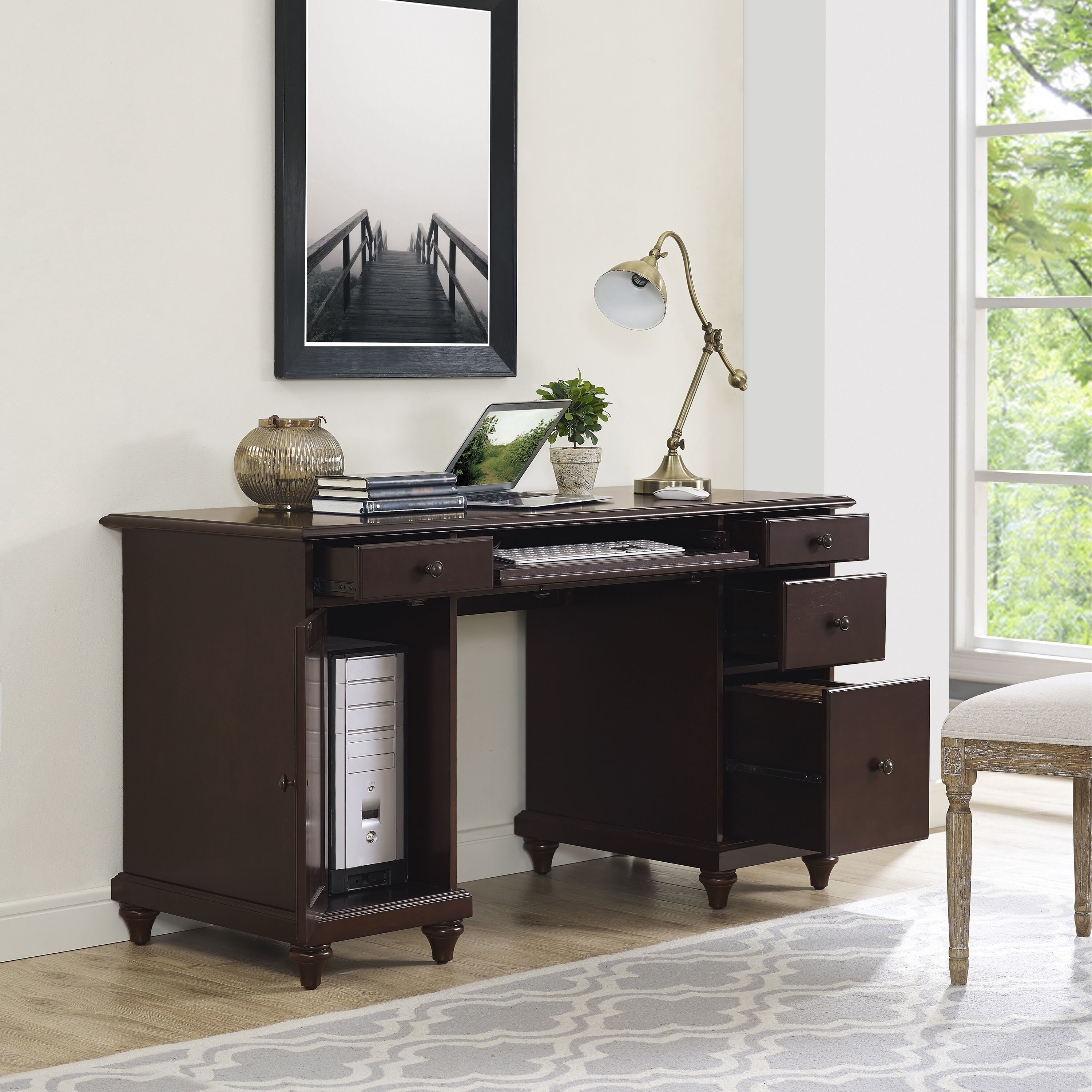 Shop Palmetto Espresso Finish Wood Computer Desk Overstock 16003297