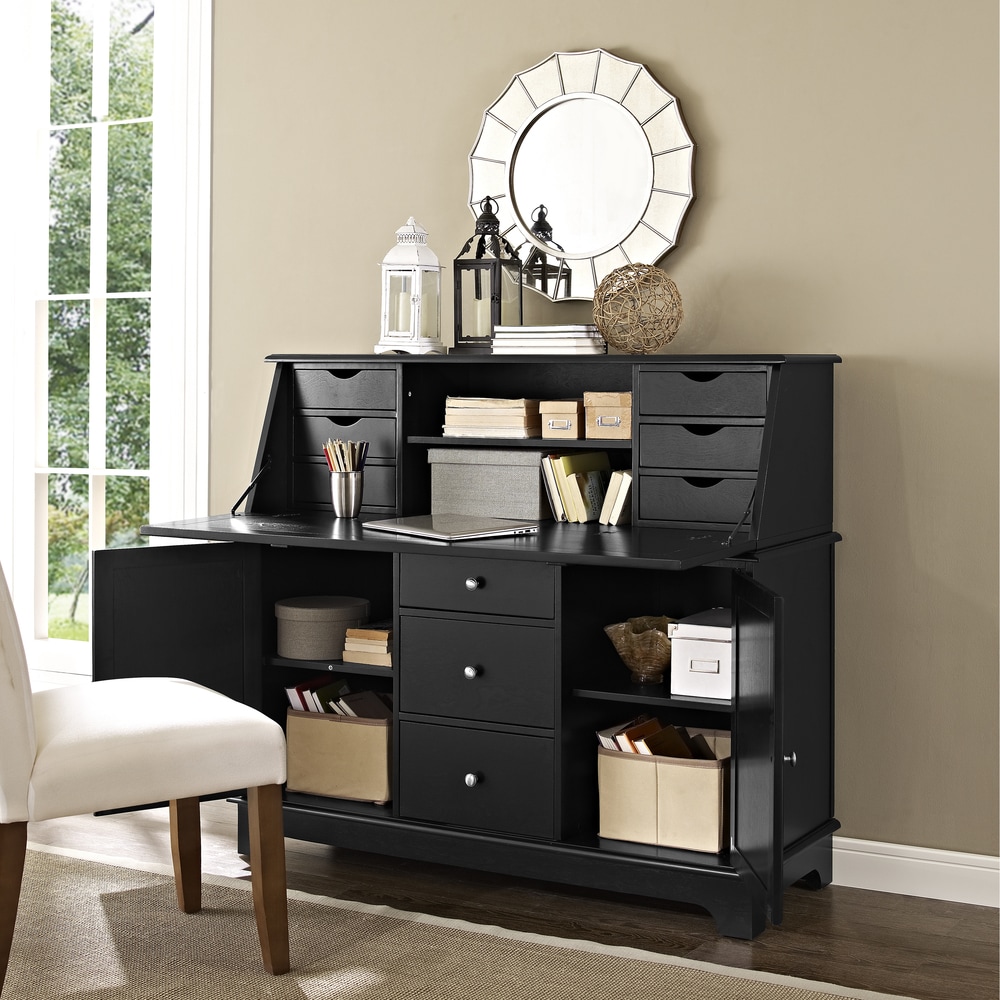 Crosley Furniture Sullivan Secretary Desk in Black (Wood Finish - Black)