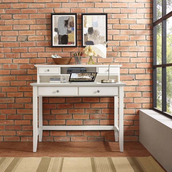 Shop Campbell Writing Desk With Hutch In White Finish Overstock