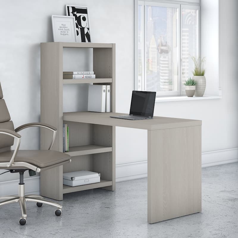 Echo 56W Bookcase Desk by Bush Business Furniture - Gray Sand